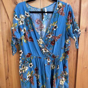 Short Sleeve Floral Romper, XL